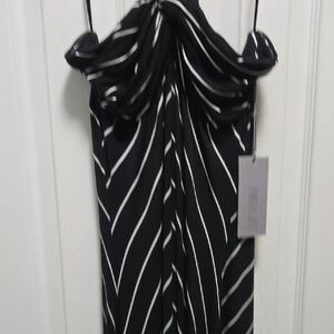 Elegant Black and White Striped Dress
